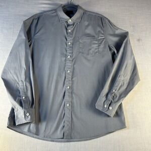 Dunning Dress Shirt Mens Large Gray Dot Long‎ Sleeve Button-Up Stretch Reg Fit